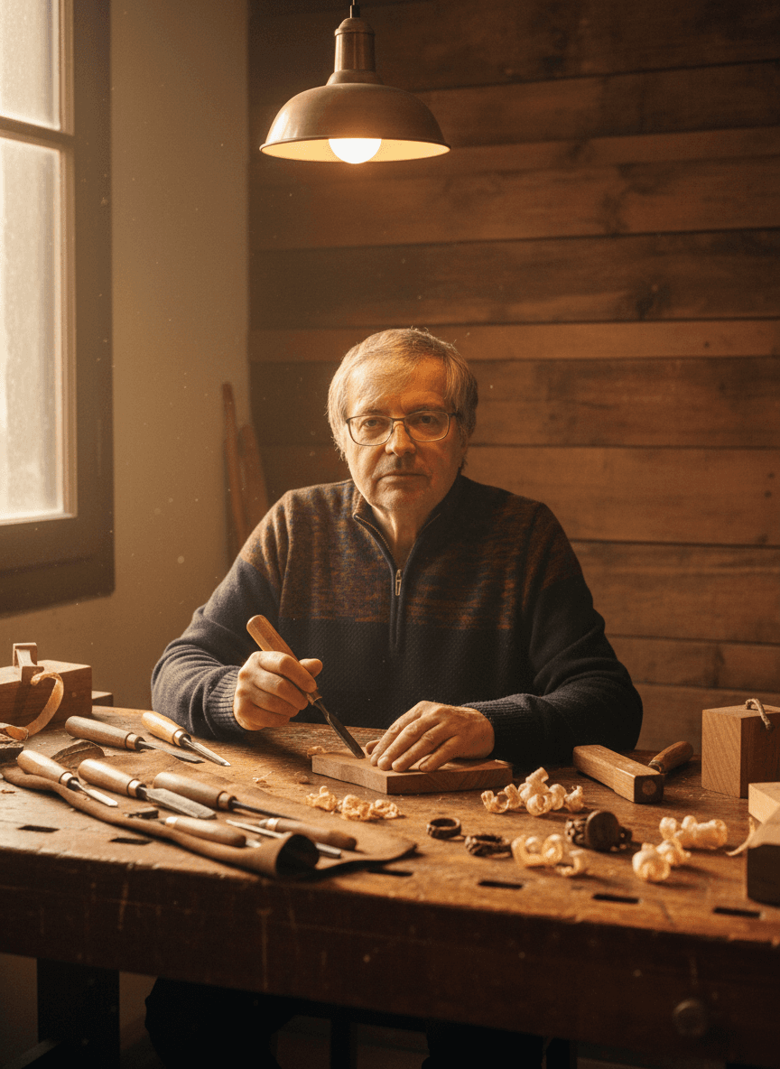 Valerica Zaharia în atelierul său